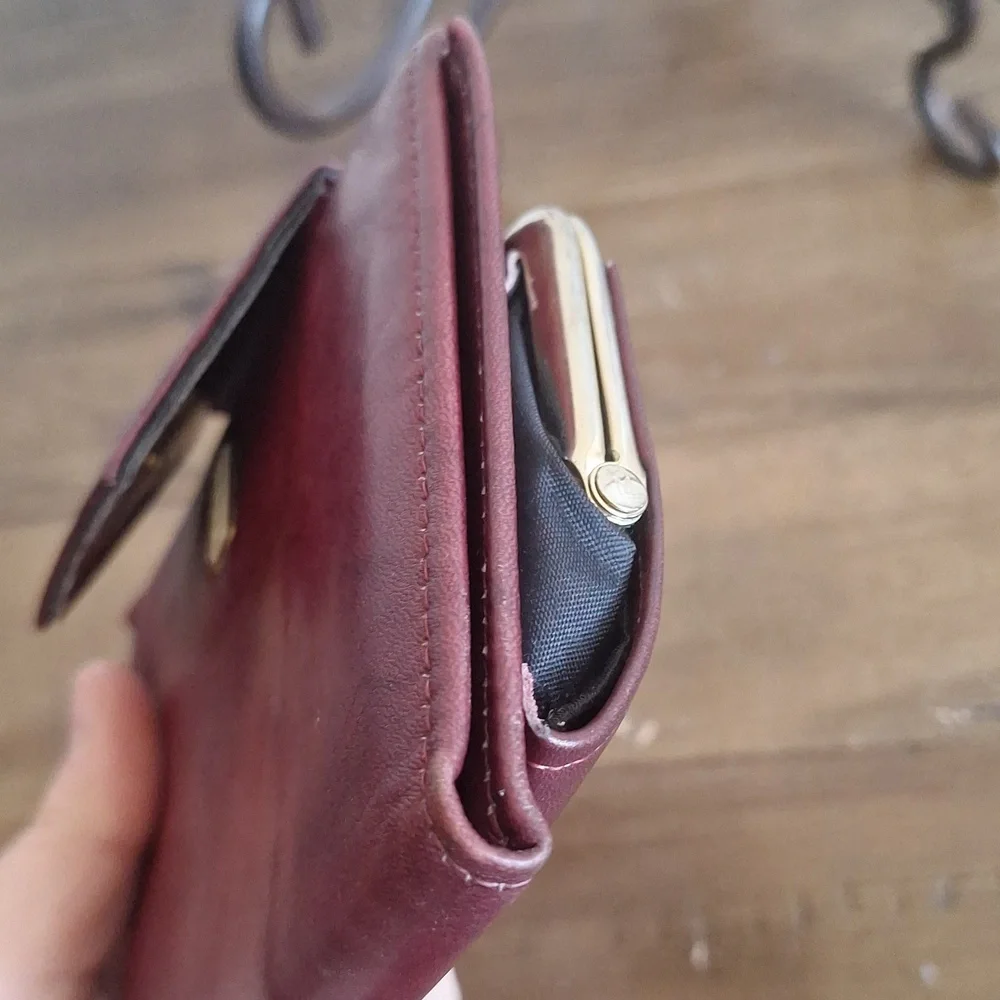 Vintage Rolfs Cowhide Wallet | Oxblood Leather Floral Embossed | Rare Key Slots